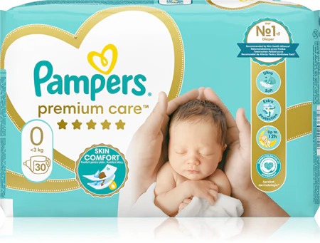 تصویر پوشک ضد حساسیت پمپرز سایز صفر بسته 30 عددی Pampers 