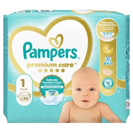 تصویر پوشک ضد حساسیت پمپرز سایز 1 بسته 26 عددی Pampers 
